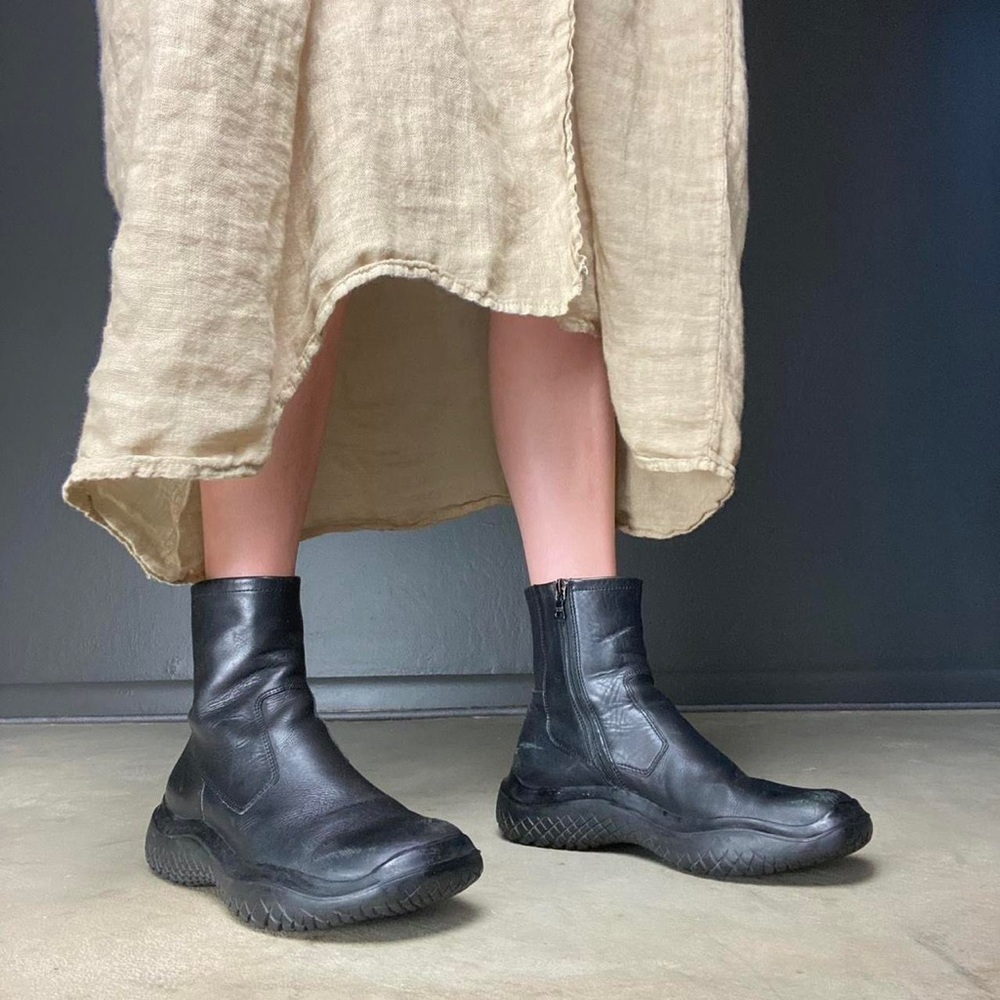 Prada Black Leather Ankle Booties